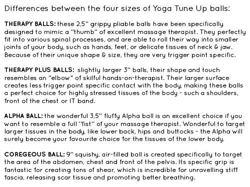 Yoga Tune Up Comparison Table
